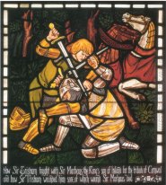 La lucha con Sir Marhalt de la historia de Tristán e Isolda