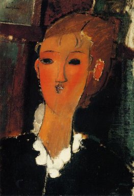 mujer joven en un pequeño collar 1915
