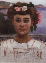 Huvud av flicka Porträtt av Z S Khaminova 1908