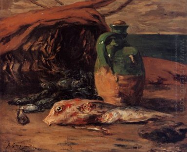 Натюрморт с красной кефали и кувшин 1876