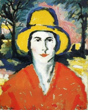 Porträt der Frau im gelben Hut 1930