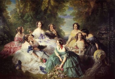 Empress Eugenie omges av henne Ladies I Waiting 1855