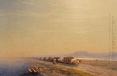 Ox-Zug an der Küste 1860