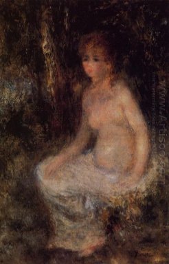 Sentado desnudo en el bosque
