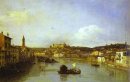 Toon van Verona en de rivier de Adige van de Ponte Nuovo 1747