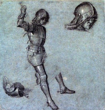 Tiga Studi Of A Cavalier Di Armor
