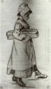 Ragazza Portare una pagnotta di pane 1882
