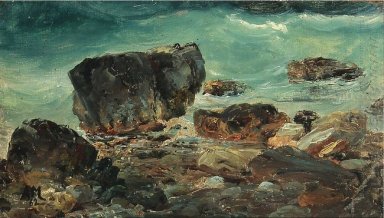 Coastal scene with larger rocks