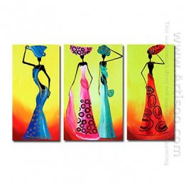 Tangan-Dicat Orang Oil Painting - Set 3