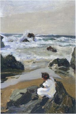 Elenita à la plage Asturies 1903