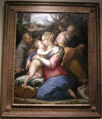 Sacra Famiglia con San Francesco in un paesaggio