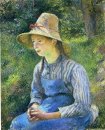 junge Bauernmädchen trägt einen Hut 1881