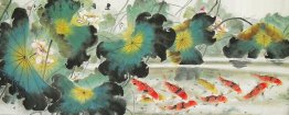 Fish & Lotus - pintura chinesa