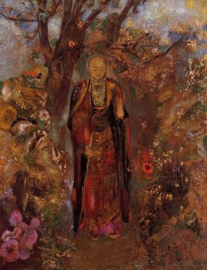 Buddha Walking bland blommorna 1905