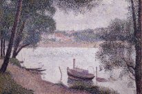 Sungai Pemandangan Dengan A Boat 1884