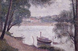 Floden landskap med en båt 1884