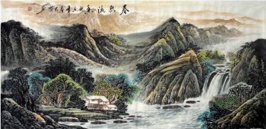 Bergen, waterval - Chinees schilderij