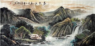 Montanhas, cachoeira - Pintura Chinesa