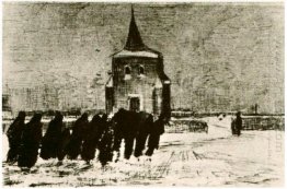 Funeral In The Snow Near The Old Tower 1883