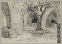 Ut byggnaden av armeniska Convent Jerusalem Illustration Från
