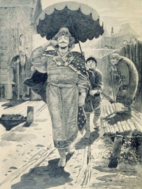 Churilo Plenkovich. Illustration for the book \"Russian epic hero