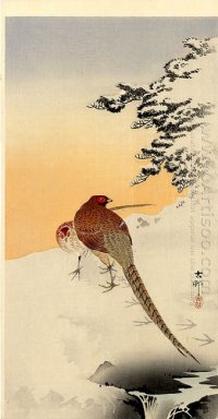 Pheasants on the snow