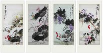 Fåglar & blommor - FourInOne - kinesisk målning