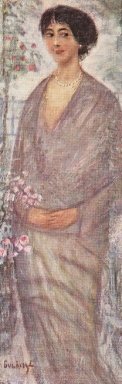 Wanita muda dengan Rose-pohon