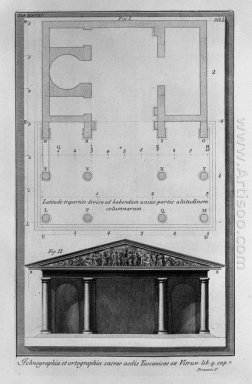 Plan et l\'élévation du second temple toscan Vitruve