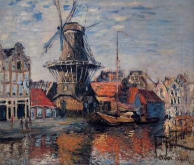 Ветряная мельница на берегу Onbekende канала Амстердаме