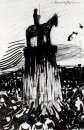 Agite multitud que rodeaba un monumento ecuestre de alta 1908