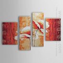 Hand Painted Oil Painting Floral - Set of 4
