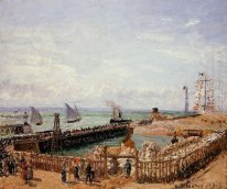 o molhe Le Havre preia-mar sol da manhã 1903