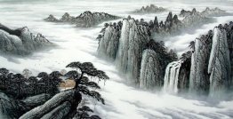 Montagna e cascata - Pittura cinese