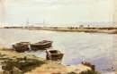 Three Boats By A Shore 1899