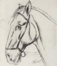 Esboço para a pintura Banhando o cavalo vermelho 1912 2