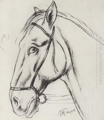 Skiss för målningen Bada den röda hästen 1912 2