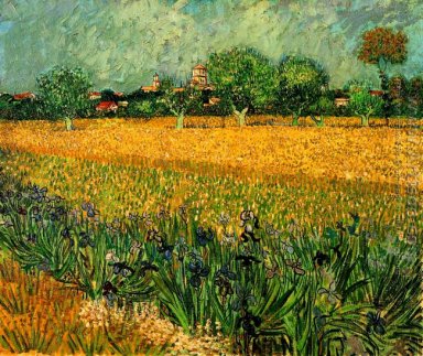 View Of Arles With Irises In The Foreground