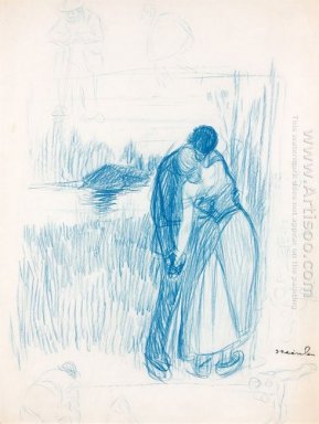 Dibujo Au Bord de l\'Eau Preliminar