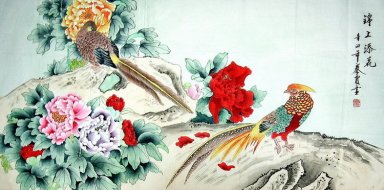 Pivoine - Oiseaux - Peinture chinoise