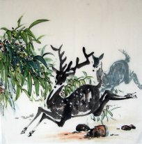 Deer - Peinture chinoise