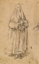 Berdiri Perempuan Holding A Muff Menghadapi Kanan 1760