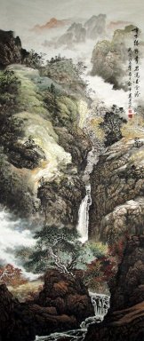 Bergen, waterval - Chinees schilderij