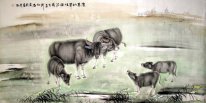 Cow-Five cow - Chinese Painting