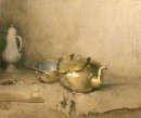 Brass Kettle with Porcelain Coffee Pot