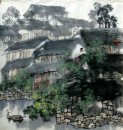 En liten stad - kinesisk målning