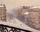 Boulevard Haussmann en la nieve