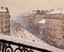 Boulevard Haussmann dans la neige
