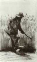 Boerin met sikkel Op De Rug gezien 1885 1