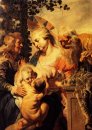 Helig familj med Elizabeth och barn John The Baptist 1615